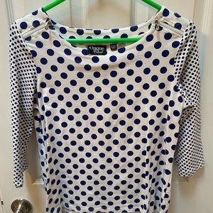Blue and White Blouse